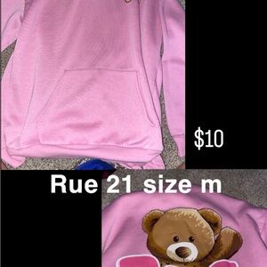 Rue 21 Pink Teddy Bear Hoodie